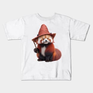 Cute Red Panda Witch Kids T-Shirt